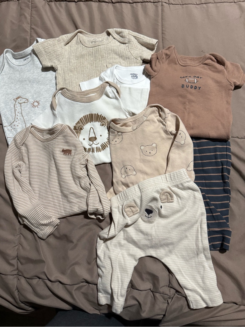 Neutral Tone Baby One-Piece Bodysuits and pants size 3 mo